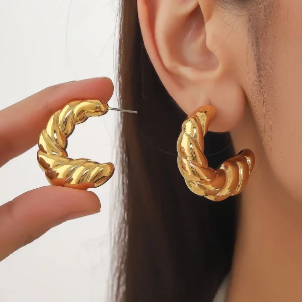 Earrings Stainless Steel Puffy - Image 6