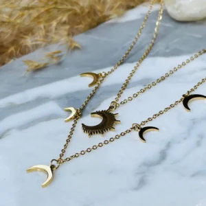 Necklace Stainless Steel 2 Round